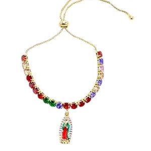 COPY - Adjustable Rainbow Virgen of Guadalupe Bracelet 18k laminated gold